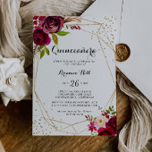 Geometrisch goud Glitter Rustic Blush Quinceañera Kaart