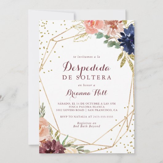 Geometrisch goud Glitter Spaans Vrijgezellenfeest Kaart (Voorkant)