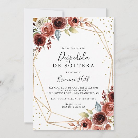 Geometrisch goud Glitter Spaans Vrijgezellenfeest Kaart (Voorkant)