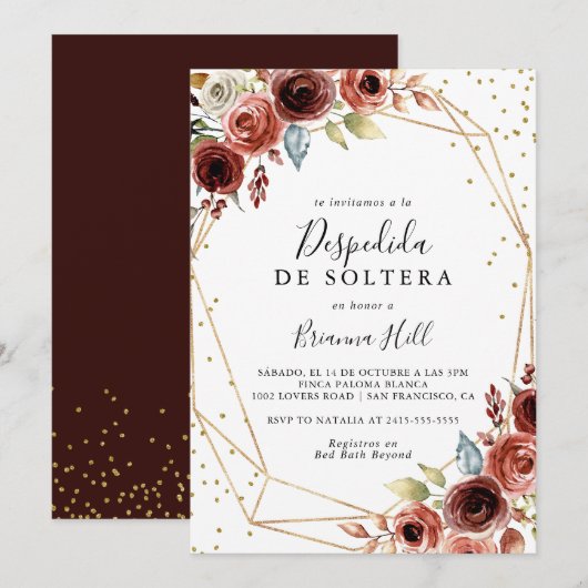 Geometrisch goud Glitter Spaans Vrijgezellenfeest Kaart (Voorkant / Achterkant)