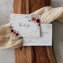 Geometrisch goud Glitter Spring Floral Dank u Briefkaart