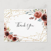 Geometrisch goud Glitter Spring Floral Dank u Briefkaart (Voorkant)