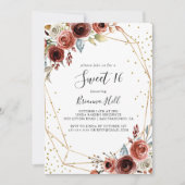 Geometrisch Goud Glitter Sweet 16 Verjaardagsfeest Kaart (Voorkant)