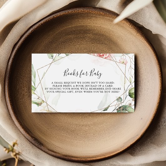 Geometrisch Goud Groen Baby shower Boekaanvraag Informatiekaartje