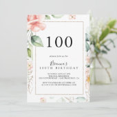 Geometrisch Goud Groen Bladgroen 100e Verjaardagsf Kaart (Staand voorkant)