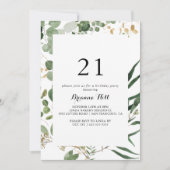 Geometrisch Goud Groen Bladgroen 21e Verjaardagsfe Kaart (Voorkant)