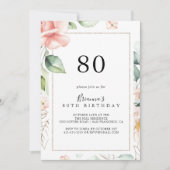 Geometrisch Goud Groen Bladgroen 80e Verjaardagsfe Kaart (Voorkant)
