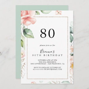 Geometrisch Goud Groen Bladgroen 80e Verjaardagsfe Kaart