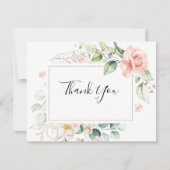 Geometrisch Goud Groen Bladgroen Bloemen Vlak Huwe Bedankkaart (Voorkant)
