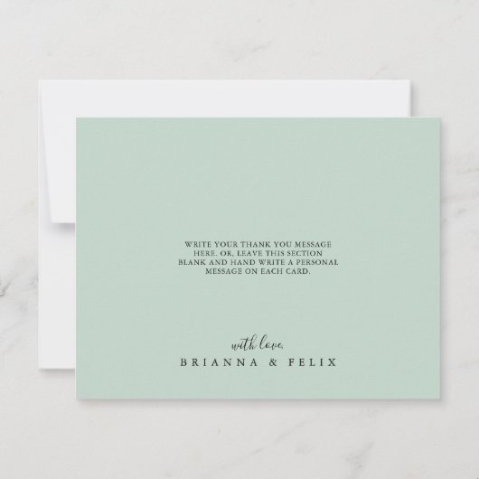 Geometrisch Goud Groen Bladgroen Bloemen Vlak Huwe Bedankkaart (Achterkant)