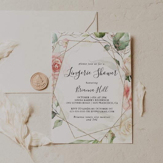 Geometrisch Goud Groen Bruids Lingerie Douche Kaart