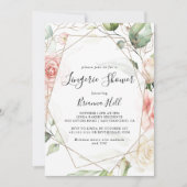 Geometrisch Goud Groen Bruids Lingerie Douche Kaart (Voorkant)