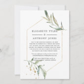 Geometrisch Goud Groen Bruiloft Verminderde Gasten Aankondiging (Voorkant)