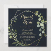 Geometrisch Goud Groen Brunch met de Bruiddouche Kaart (Voorkant)