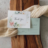 Geometrisch goud groen gebladerte bloemen dank u briefkaart