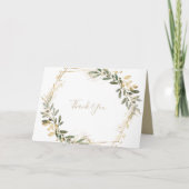 Geometrisch Goud Groen Gevouwen Huwelijk Dank u Ka Bedankkaart (Voorkant)