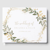 Geometrisch goud groen herfst bruiloft gastenboek (Voorkant)