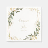 Geometrisch goud groen herfst bruiloft servet (Voorkant)