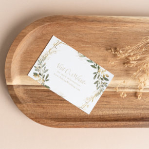 Geometrisch goud groen herfst bruiloft website informatiekaartje