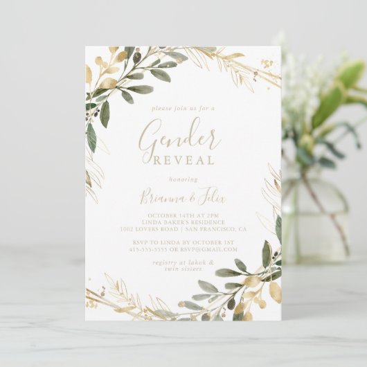 Geometrisch Goud Groen Herfst Geslacht Onthullen P Kaart (Staand voorkant)