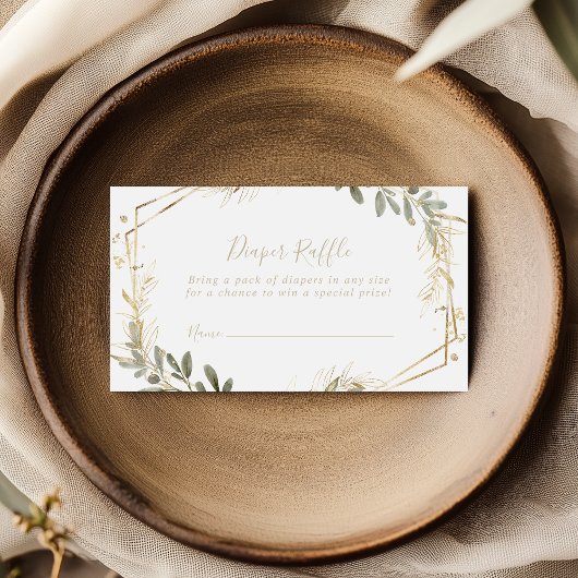 Geometrisch Goud Groen Herfst Luier Raffle Ticket Informatiekaartje