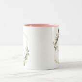 Geometrisch Goud Groen Herfst Mrs. Pas getrouwd Br Tweekleurige Koffiemok (Center)