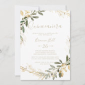 Geometrisch Goud Groen Herfst Quinceañera Kaart (Voorkant)