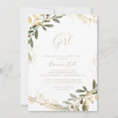 Geometrisch goud groen Het is een meisje Baby show Kaart (Voorkant)