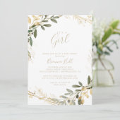 Geometrisch goud groen Het is een meisje Baby show Kaart (Staand voorkant)