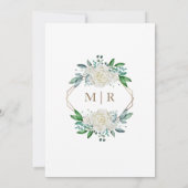 Geometrisch Goud Groen & Wit Rozen Rustiek Kaart (Achterkant)