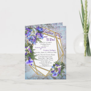 Geometrisch Goud & Jacaranda Bloemen Paar Douche