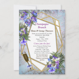 Geometrisch Goud & Jacaranda Bloemen Paar Douche Kaart