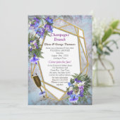 Geometrisch Goud & Jacaranda Bloemen Paar Douche Kaart (Staand voorkant)