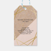 Geometrisch Goud Kraft Gedrukt Pastel Roze Sociaal Cadeaulabel (Achterkant)