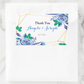 Geometrisch Goud Lijst blauw Bloemen ronde sticker (Tas)