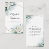 Geometrisch Goud Lijst en Witte Pioenen Groen Visitekaartje (Voorkant / Achterkant)