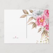 Geometrisch Goud Lijst Roze Bloemen Accommodatie Aankondigingskaart (Achterkant)