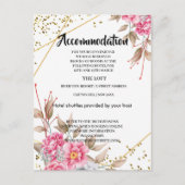 Geometrisch Goud Lijst Roze Bloemen Accommodatie Aankondigingskaart (Voorkant)