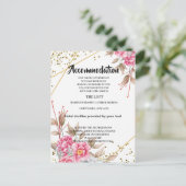 Geometrisch Goud Lijst Roze Bloemen Accommodatie Aankondigingskaart (Staand voorkant)