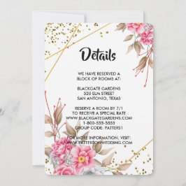 Geometrisch Goud Lijst Roze Bloemen Behuizing Kaart