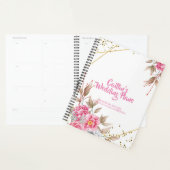 Geometrisch Goud Lijst Roze Bloemen Bruiloft plann Planner (Display)