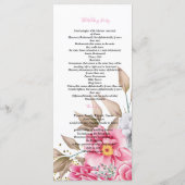 Geometrisch Goud Lijst Roze Bloemen Ceremonie Prog Programmakaart (Achterkant)