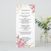 Geometrisch Goud Lijst Roze Bloemen Ceremonie Prog Programmakaart (Staand voorkant)