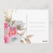 Geometrisch Goud Lijst Roze Bloemen Dank u Briefkaart (Achterkant)