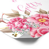 Geometrisch Goud Lijst Roze Bloemen Kaarten & Gesc Poster (Hoek)