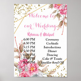 Geometrisch Goud Lijst Roze Bloemenvolgorde Evenem Poster