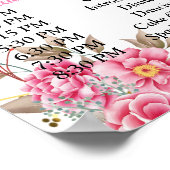 Geometrisch Goud Lijst Roze Bloemenvolgorde Evenem Poster (Hoek)