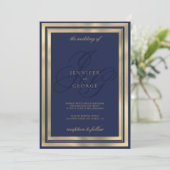 Geometrisch goud marine blauw monogram initialen b kaart (Staand voorkant)