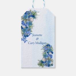 Geometrisch - Goud-marineblauw Label met drijfveer Cadeaulabel