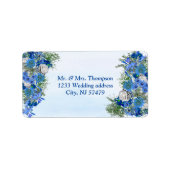 Geometrisch - Goud-Navy Blue Flower Bouquet Etiket (Voorkant)